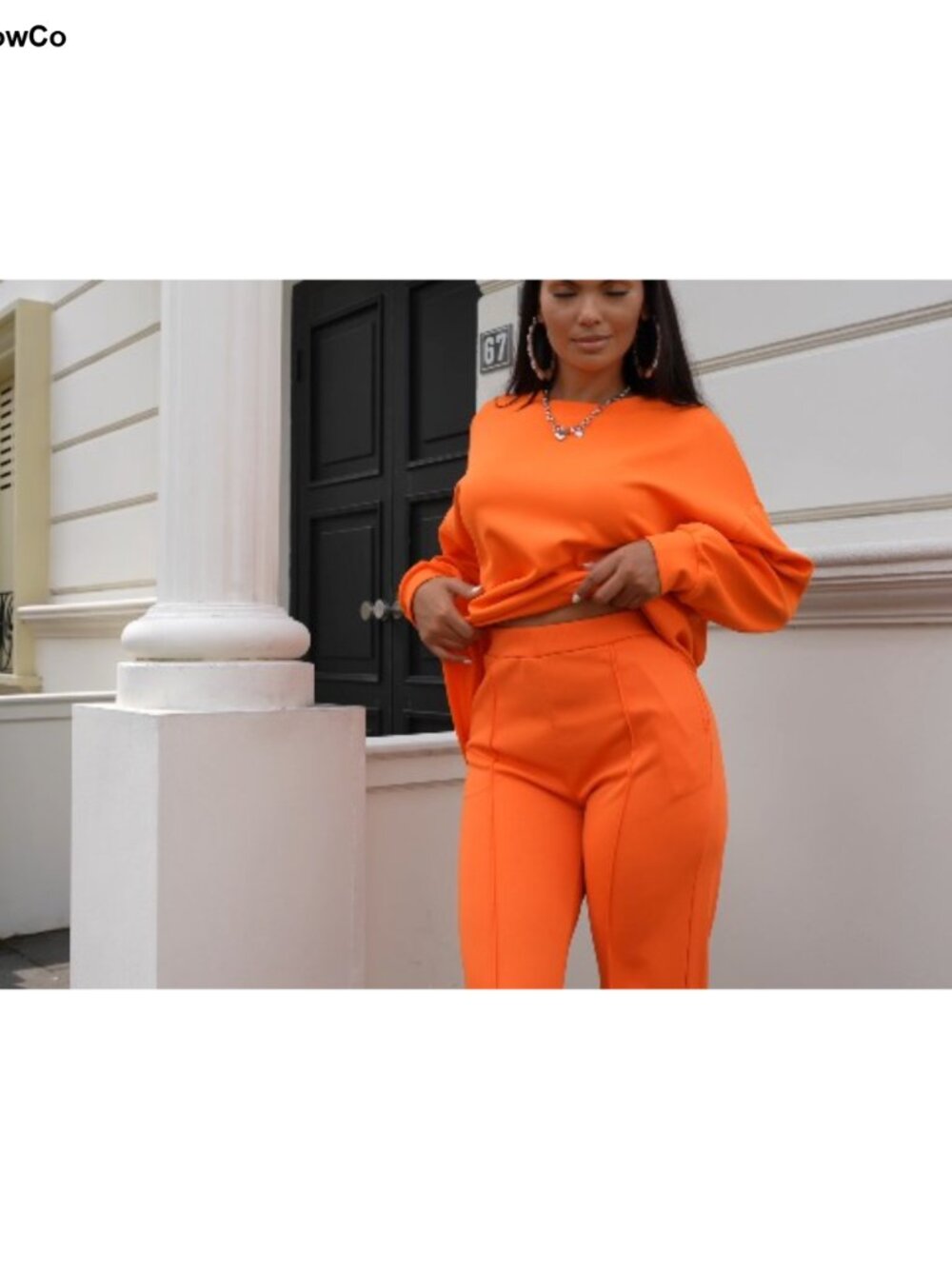 Women 2 Piece Lounge Set Crewneck Sweatshirt Wide Leg Pants - Picture 5 of 5